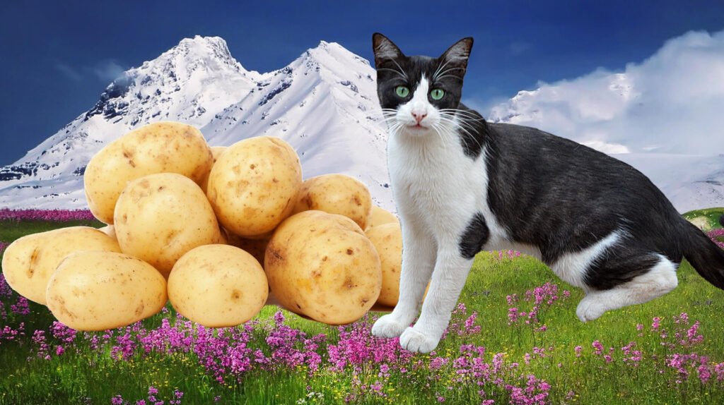 Cat Cats Eat Potato 