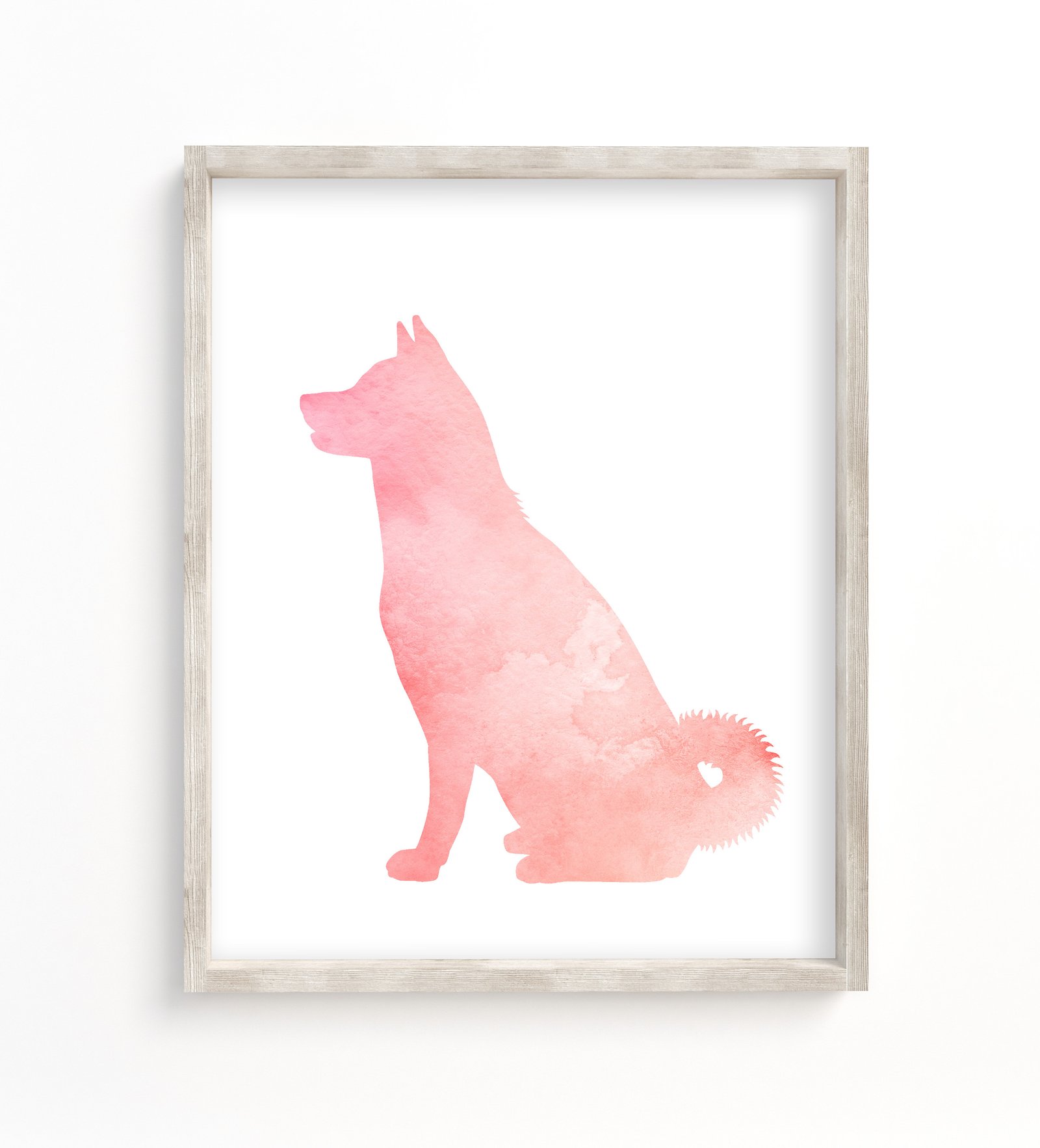 art print showing a pink akita
