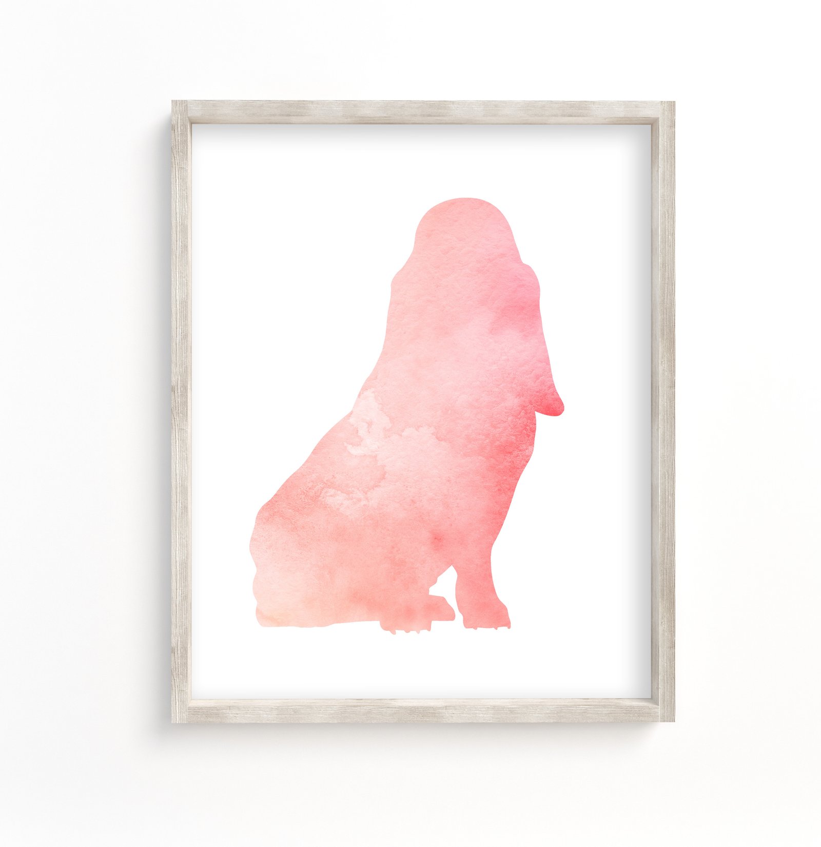 pink basset hound art print