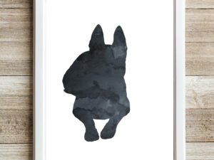 art print of a belgian shepherd aka malinois in blacj