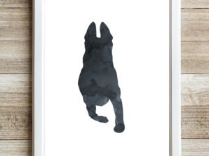 Black Gray Belgian Shepherd Wall Art, Malinois Print