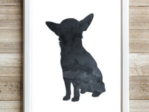 Black Chihuahua Watercolor Wall Art Print