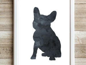 Black Frenchie Wall Art, Watercolor