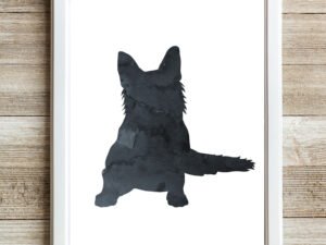 Black German Shepherd Dog Watercolor Wall Art