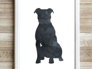 Black Gray Staffordshire Terrier Wall Pictures, Dog Room Decor