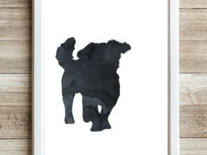 Black Maltese Watercolor Wall Art Print