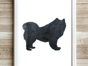 Black Samoyed Wall Art Print