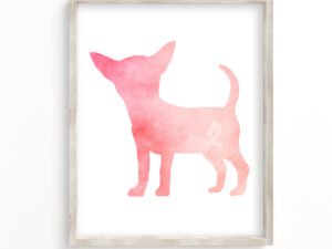 art print showing the pink silhouette of a chihuahua