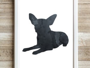 Chihuahua Wall Art Black Dark Gray