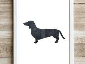 Dachshund Wall Art Print Black