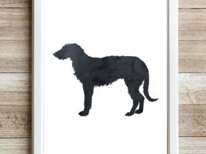 black deerhound watercolor wall art print