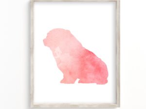 pink english bulldog wall art made with watercolors