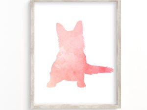 pink watercolor german shepherd art print