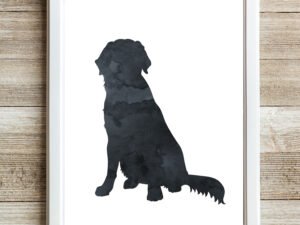 Golden Retriever Watercolor Black Wall Art Print