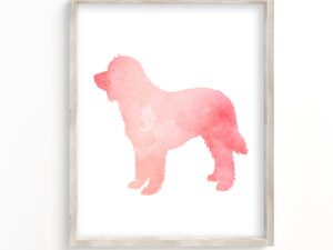 pink goldendoodle watercolor art