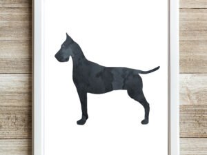 Great Dane Watercolor Wall Art Print, Black Gray, Grayish