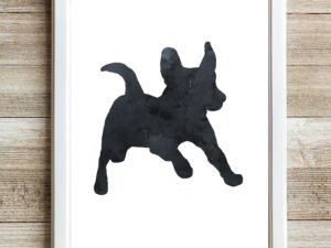 Black Jack Russell Terrier Watercolor Wall Art Print