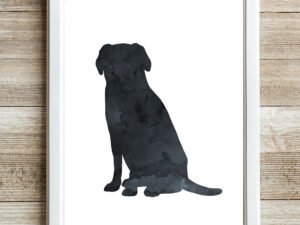 Labrador Watercolor Wall Art Print Black