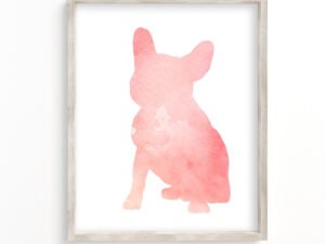 pink silhouette of a french bulldog