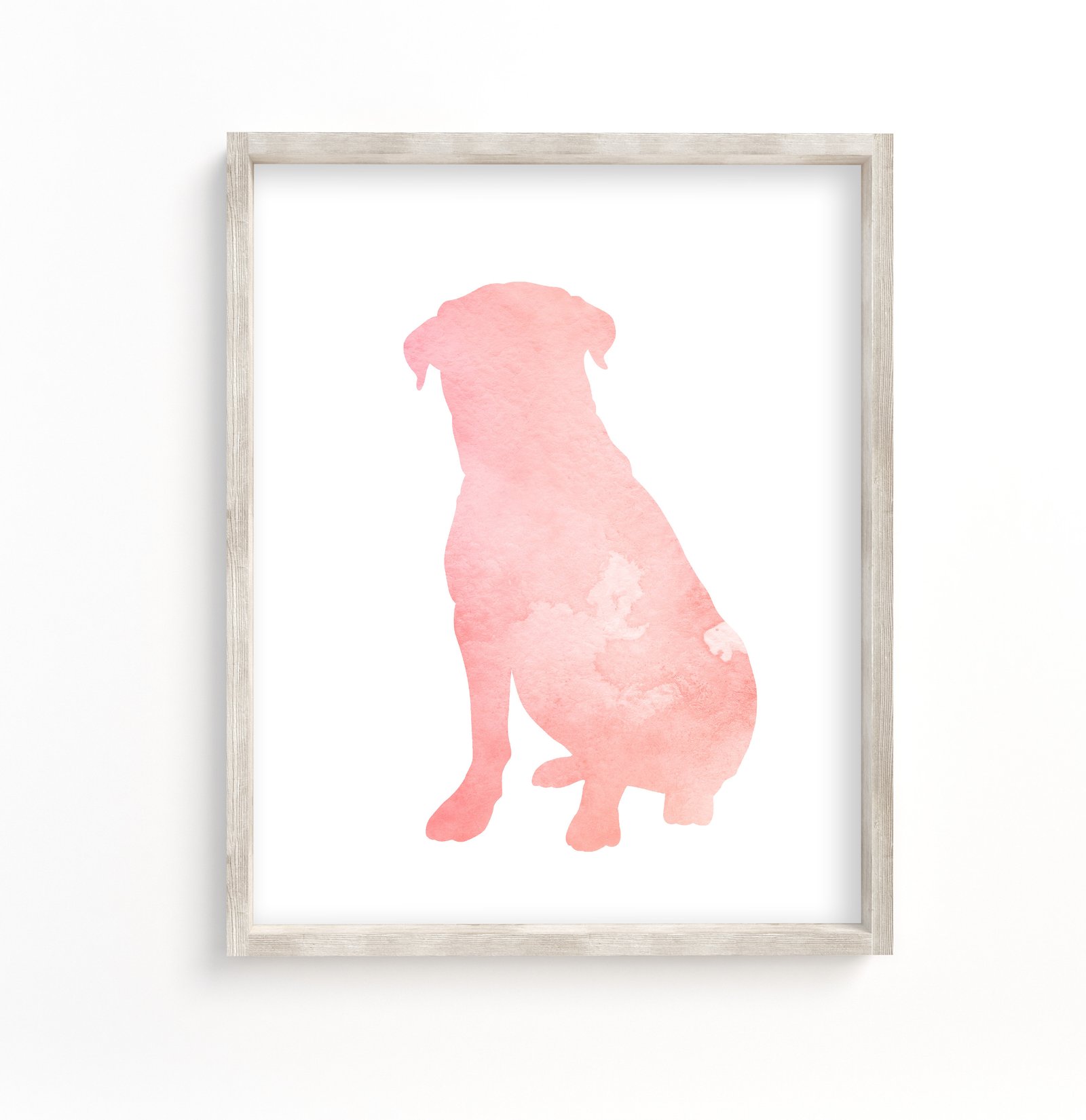 wall decor featuring a pink rottweiler