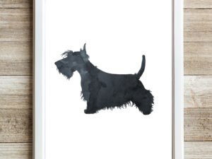 Scottish Terrier Wall Art, Scottie Dog Print, Black