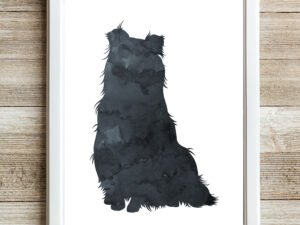 Sheltie Wall Decor, Shetland Sheepdog Art, Black Watercolor Pictures