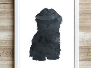 Shih Tzu Wall Art Black Watercolor