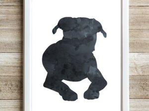 Staffordshire Terrier Watercolor Wall Art Print (Black)