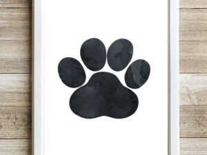 black dog paw print wall art