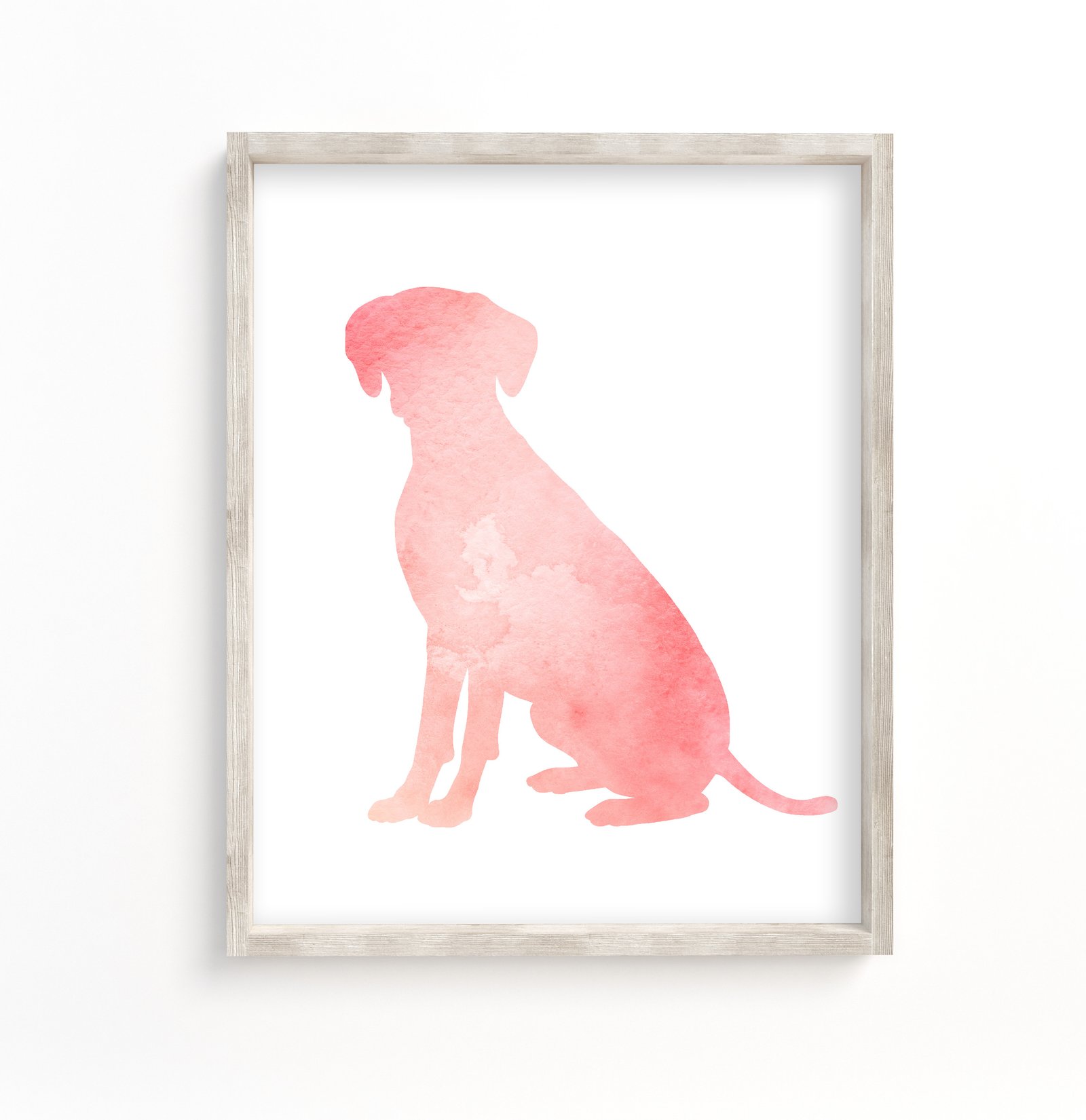 pink watercolor silhouette of a brittany spaniel dog