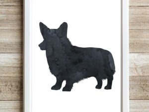 Black Corgi Wall Art Print