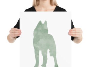 Husky Wall Art Print, Sage Green