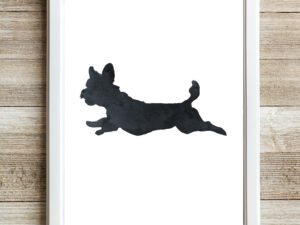 Jumping Maltese Wall Art, Black, Dog Room Decor