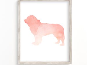 newfoundland dog wall art in pink