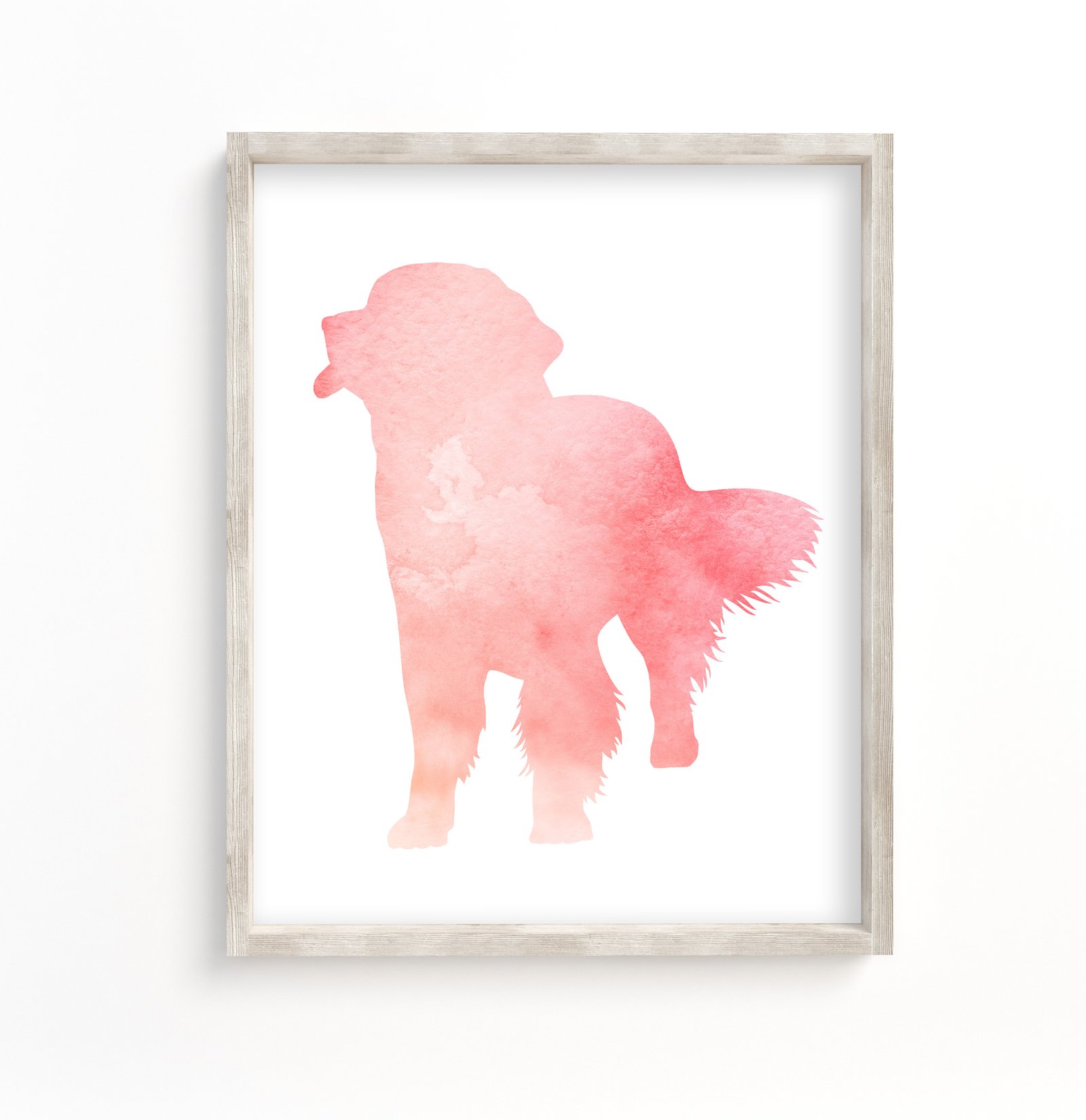 pink newfoundland dog aka newfie dog watercolor art