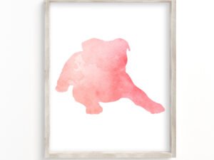 pink english bulldog art print