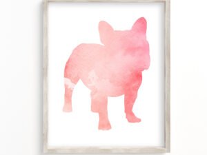 pink french bulldog wall art