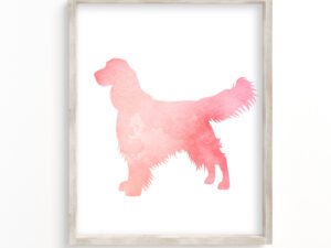 this picture features a pink silhouette of an springer spaniel