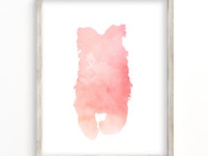 pink watercolor silhouette of a cairn terrier