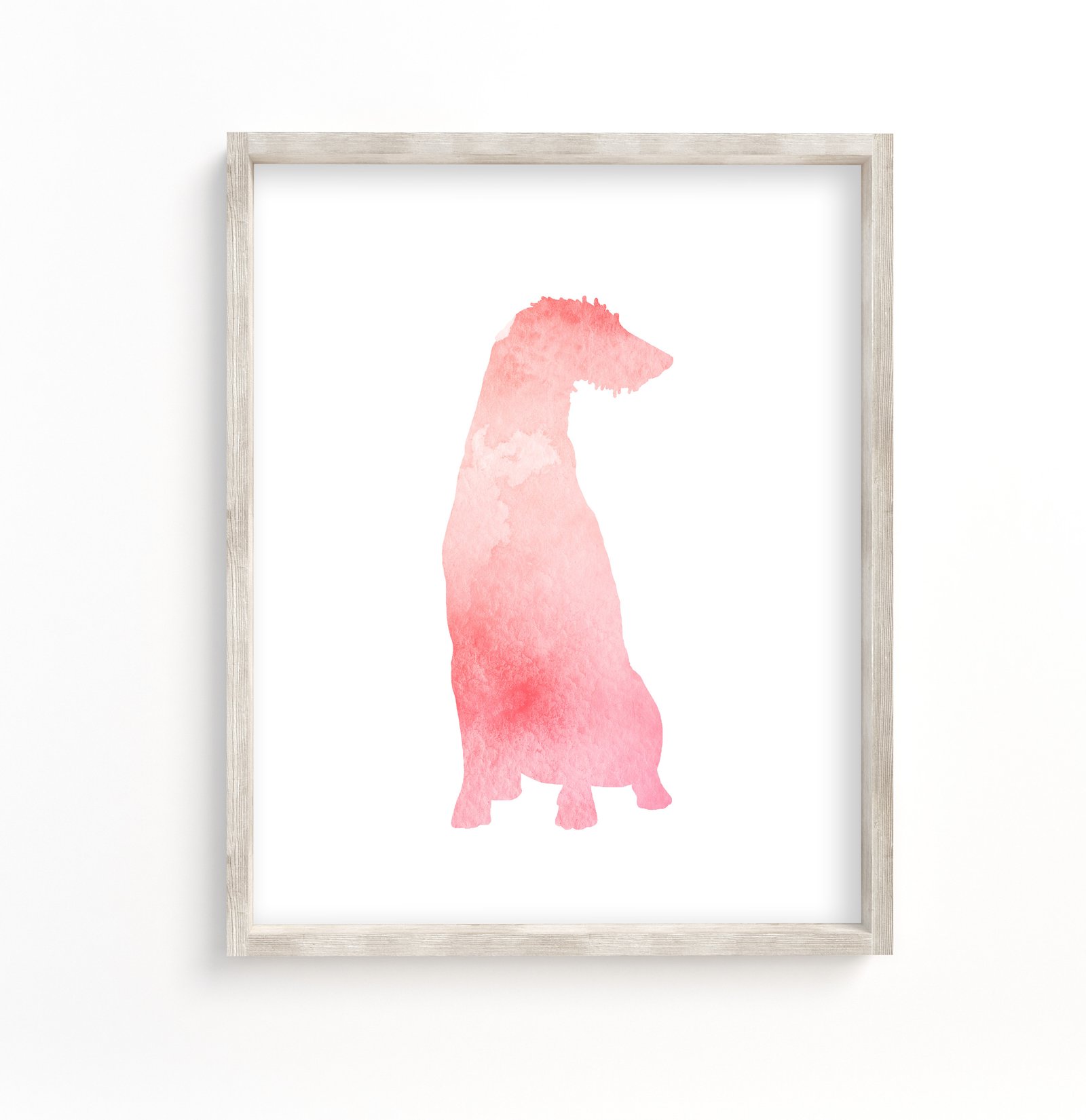 this picture features a pink deerhound silhouette
